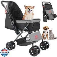 VEVOR Pet Stroller, 44 lbs Weight Capacity, Foldable Dog Cart, 4 Wheels Cats