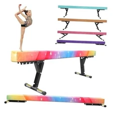 Balance Beam Adjustable 8ft, High and Lower Floor Beam Gymnastics Rainbow