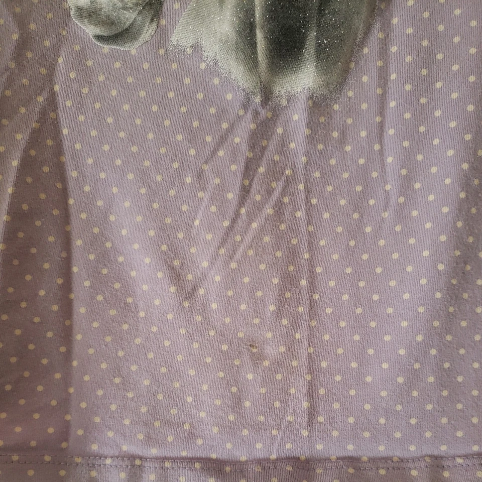Camisa Gloria Desteñida Niña Mediana (7-8) Manga Corta Púrpura/Blanco Lunares Caballo Foto 4 de 4