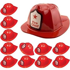 Paquete de 24 sombreros de plástico para jefe de bomberos rojos talla infantil bombero fiesta de cumpleaños favores