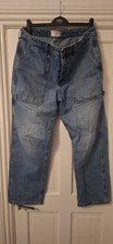 Marks&Spencers Loose Fit Light Stone Blue Denim Workie Style 36 Waist 31 Length