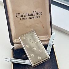 Vintage Christian Dior Money Clip Pocket Knife Nail File 50's 60's w/ BOX RARE