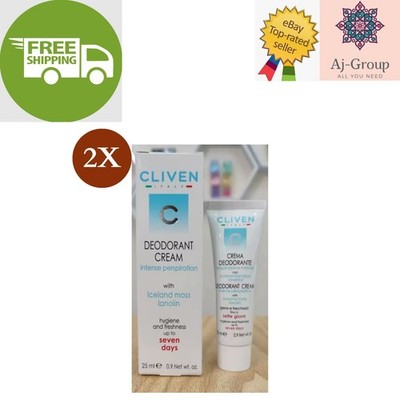 2 X Cliven 7 Days Deodorant Cream for Intense Perspiration, 25 ml FREE SHIPPING 