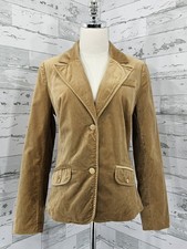 Old Navy Vintage Womens Large Blazer Tan Velvet Classic Preppy Look