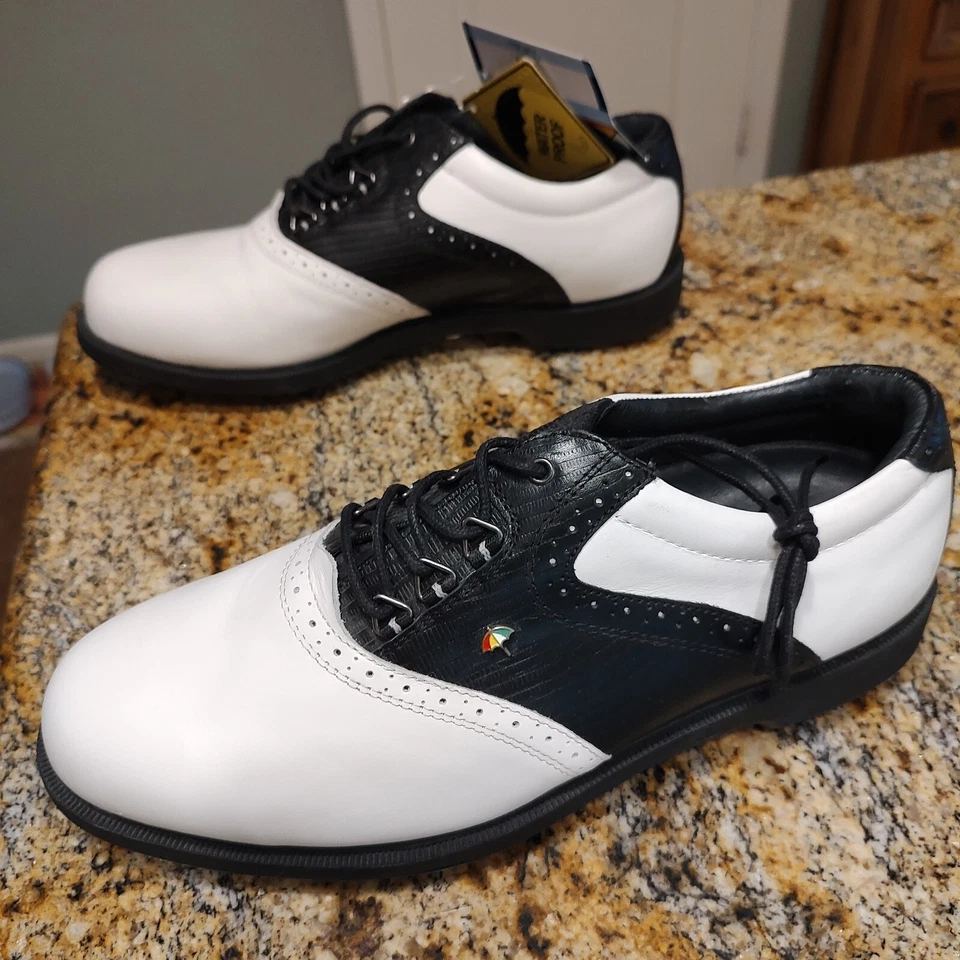 Zapato de golf Arnold Palmer Latrobe Club Paraguas Logo Cuero blanco para hombre Talla 11,5 M Foto 4 de 4