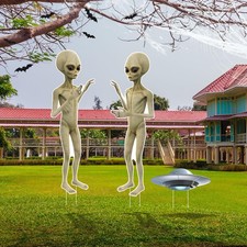 Gerrii 3 Pieces 40 Inch Giant Alien Outdoor Decorations Halloween Full white