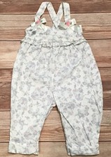 Carter's Floral Overalls Girls Size 12 Mos. Bubble Flower White Pastel Vintage