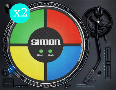 Simon Says Retro 80er Spielzeug/Spiel 12'' Plattenspieler Slipmat DJ Vinyl Schallplatte Matte (PAAR)