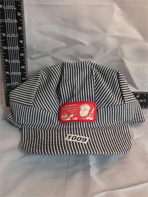 Vintage Coca-Cola Train Conductor Hat Engineer Cap Railroad Collectible Striped!