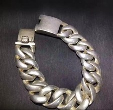 Mexican Silver Chain Bracelet, Cuban Link Cha...