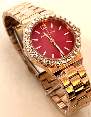 Michael Kors MK7396 Lennox Analog Pink Dial Rose Gold-Tone Watch BNWT G/Box $275