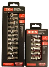 ICON (70298 & 70299) 1/4" METRIC + SAE Joint Swivel Socket Sets (FREE SHIPP)