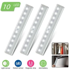 10 LED Motion Sensor Closet Lights 3 PACK Cordless Under Cabinet Lightening