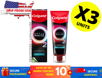 Pack of 3 Colgate Optic White O2 Whitening Toothpaste Active Oxygen Bubbles 85 g