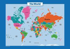 World Map for Kids - LAMINATED - Wall Chart Map of the World 18" X 24"