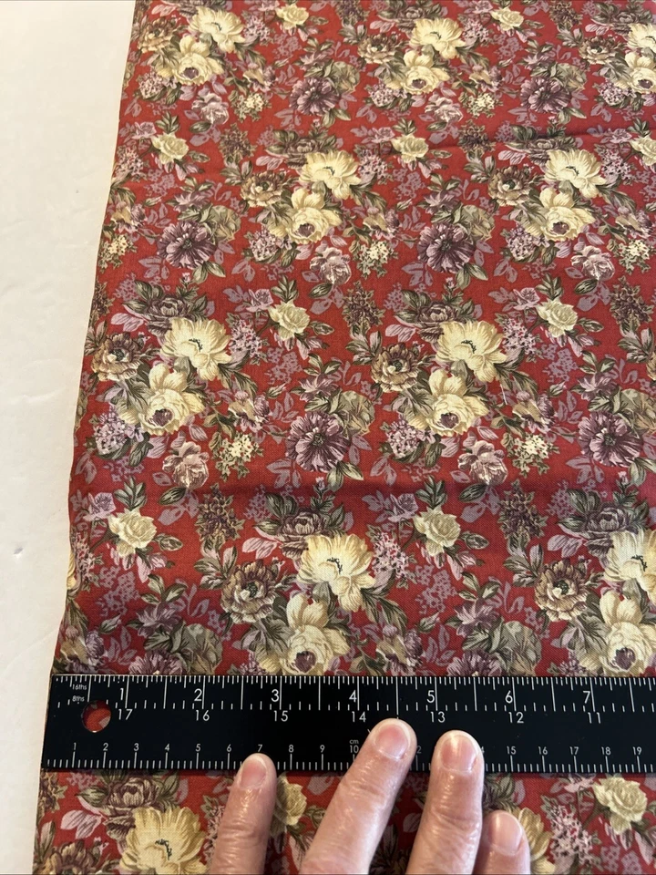 100% cotton quilting fabric Red floral Purple & Cream 39” X 44” - Image 3 of 3