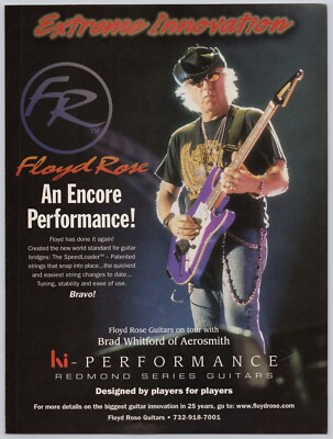 2005 FLOYD ROSE Speedloader Guitar Bridge BRAD WHITFORD Aerosmith Vtg Print Ad