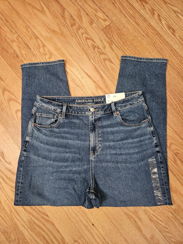 Womens NEW AE American Eagle High Rise Mom Jeans Stretch Medium Denim
