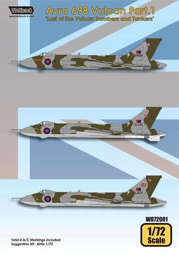 Wolfpack WD72001 , Avro 698 Vulcan Part.1 (DECALS SET), SCALE 1/72