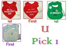 Baby Bib My First 1st Valentine's St Patricks Day Easter Boys Girls Unisex NWT