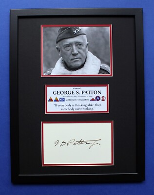 GEORGE S. PATTON AUTOGRAPH framed masterly display WW2 General