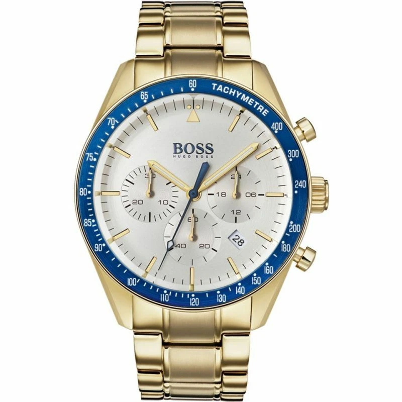 Hugo Boss Men\'s Trophy Gold/Blue Stainless Steel Chronograph Watch  HB1513631 | eBay