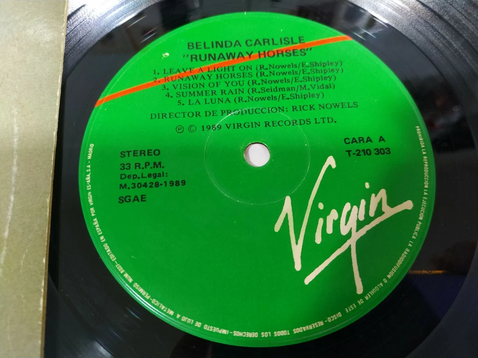 Belinda Carlisle Runaway Horses Virgin 1989 - LP Vinyl 12" VG/VG - Bild 3 von 4
