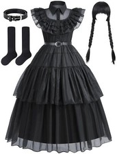 Black Party Costume Dress Up Kids Birthday Halloween Cosplay Outfit