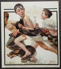 NORMAN ROCKWELL 1970s COLOR LITHOGRAPH, NO SWIMMING