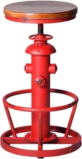 Round Bottom Adjustable Height Water Pipe Design Pub Kitchen Bar Stool Red