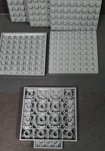 5 Lego 8x8 Flat Base Plates + 1 # 15624 Dark Gray Plate Modified 8 x 8 - Picture 2 of 2