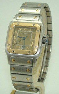 Cartier Santos galbee Donna INOX 30mm \u0026 18K Oro Giallo Orologio Al Quarzo  1566 | eBay