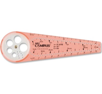 Safe-T Inch and Metric Calibrated Rule Compass (No Sharp Points)