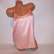 Victoria Secret Camisole Tank Top Sleepwear Stripe Pink Orange Satin Sleeveless