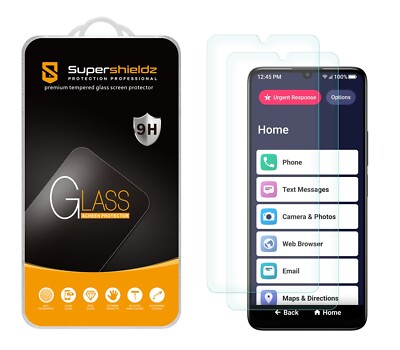 2X Supershieldz Tempered Glass Screen Protector for Lively Jitterbug Smart4