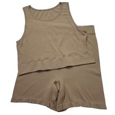 SKIMS Stretch Rib High Neck Bralette  Short Set NEW Desert 4X/5X