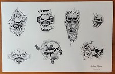 1990 Vintage Altered Fantasies New York SHOP USED Tattoo Flash Production Sheet