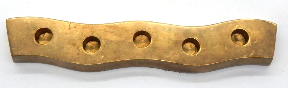 CRATE & BARREL Oro Sólido Latón Ondulado (5) Centro de Mesa Vela Cónica Soporte 13" Foto 3 de 4