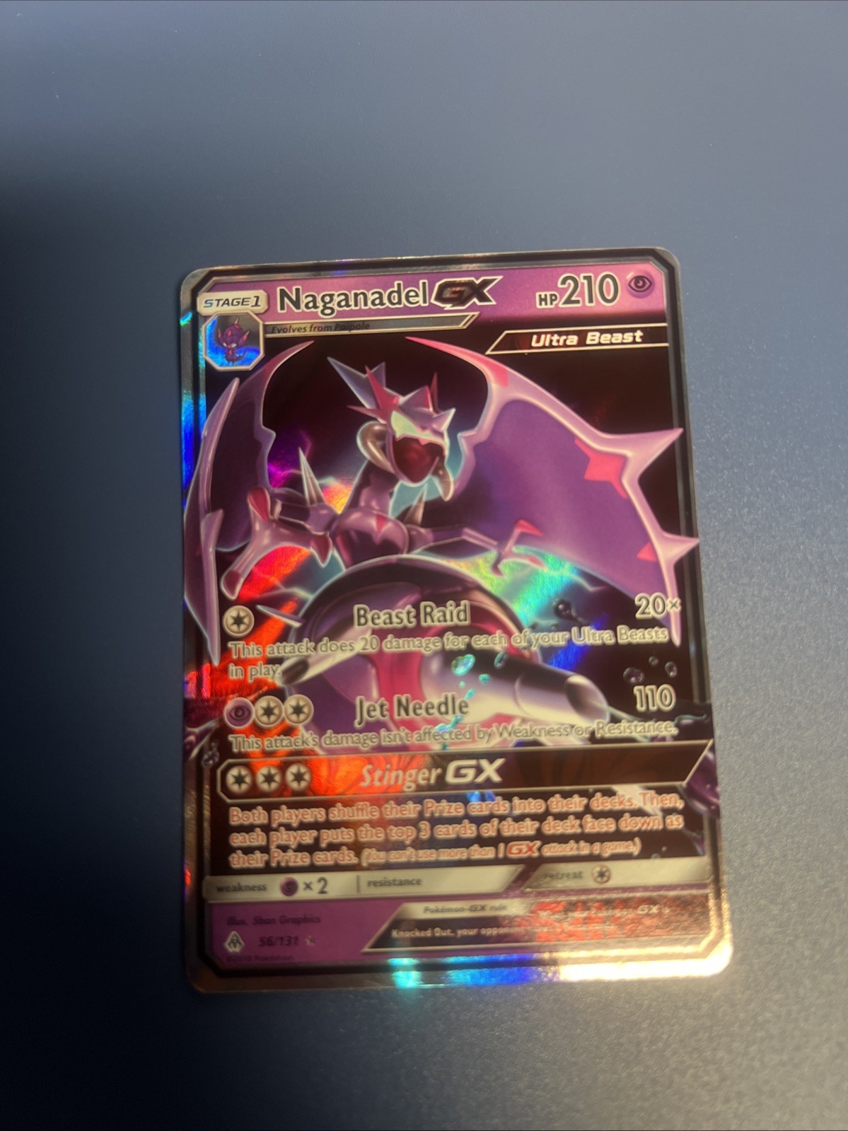 Pokémon TCG Naganadel GX Holo Ultra Rare Card 56/131 Forbidden Light NM