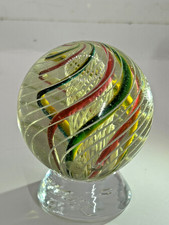 German 3-STAGE Latticino Core, Ribbon  Latticino Swirl Marble 2-11/64" Mint-