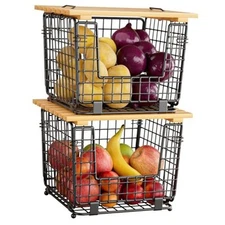 Wire Storage Basket For Kitchen Pantry:  Kitchen Counter Basket Stackable Wire 