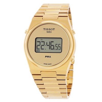 Tissot Unisex PRX Digital Quartz Yellow Gold Tone Watch - T1372633302000 NEW