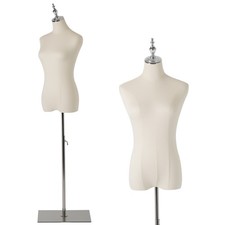 Female Mannequin, 2-Hole Position Mannequin Torso with Stand, Thickened silver