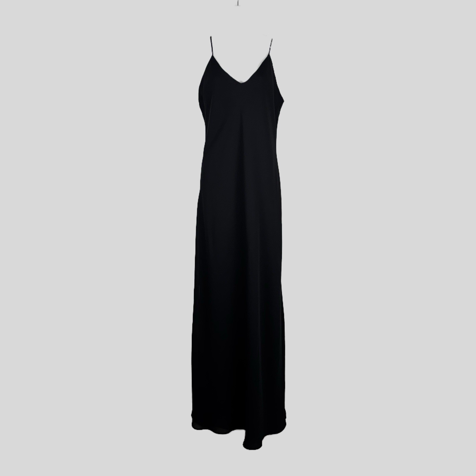 Hampton Nites Women's Spaghetti Strap Maxi Slip Dress Size 14 Black ** Read**