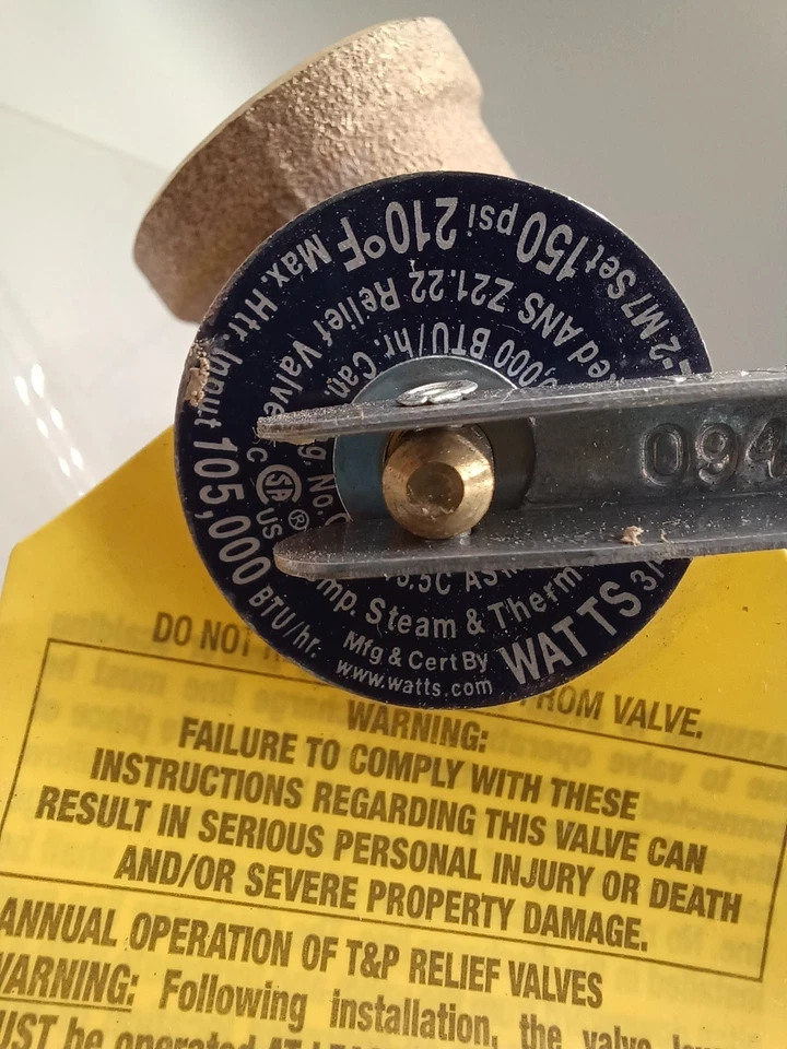 Watts 3/4" LL 100XL7 Brass T&P Relief Valve 210°F NEW w/Box - Image 4 of 4