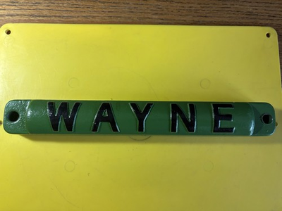 #ad VINTAGE CAST METAL WAYNE GAS PUMP EMBLEM 12”L1.5”T1.25”DEEP VERY HEAVY RARE HTF $24.95