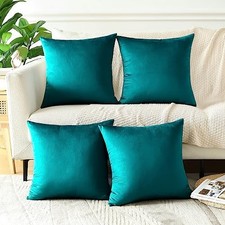 Set of 4 Decorative Throw Pillow Covers Soft 26" x 26" Pack of 4 Blue Green