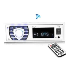 Pyle 12V Single DIN Marine Bluetooth Radio USB/SD AM/FM LCD Remote