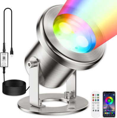 LED Pond Lights with APP Control, 6W SS316 Stainless Steel RGB Underwater Founta
