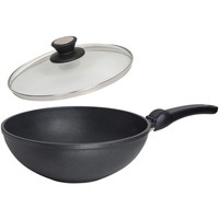 Skk Guss Wok-Pfanne Ø 28 Cm Antihaft Aluguss Stielwok Griff Abnehmbar Mit Deckel
